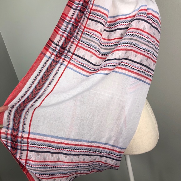 Embroidered Infinity Scarf Red White Blue - Picture 4 of 6